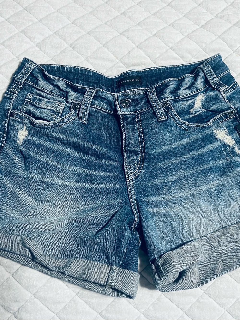 Silver Jeans Women's Dark Blue Rolled-Hem Denim Shorts